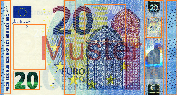 Vorderseite einer 20-Euro-Banknote der Europa-Serie