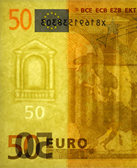 Wasserzeichen auf der Vorderseite einer 50-Euro-Banknote