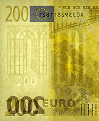 Wasserzeichen auf der Vorderseite einer 200-Euro-Banknote