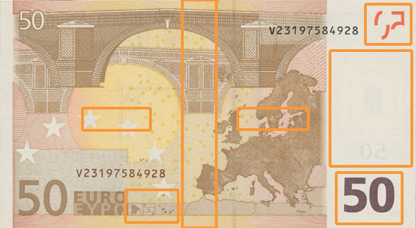 50 euro banknote, first series - reverse side