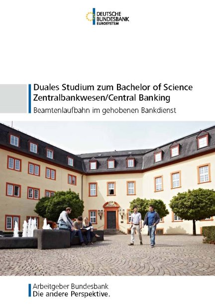 Cover zur Broschüre "Duales Studium zum Bachelor of Science Zentralbankwesen/Central Bankingt"