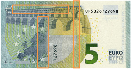 Back side 5 euro banknote