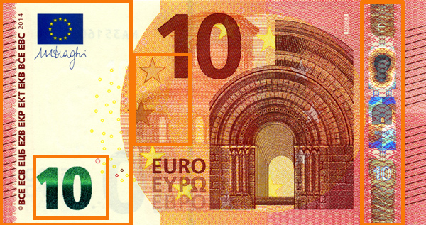 Vorderseite einer 10-Euro-Banknote