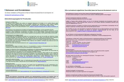 Services des succursales de la Deutsche Bundesbank offerts au public