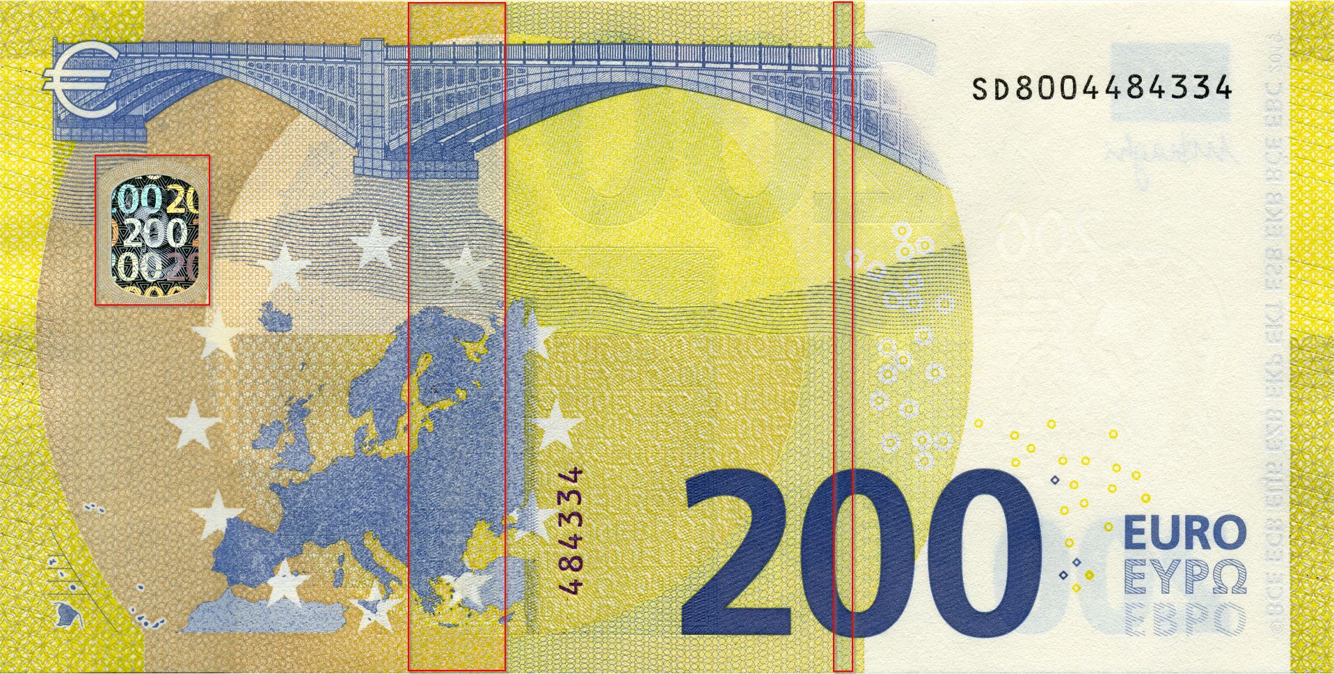 200 euro banknote, Europa series - reverse side