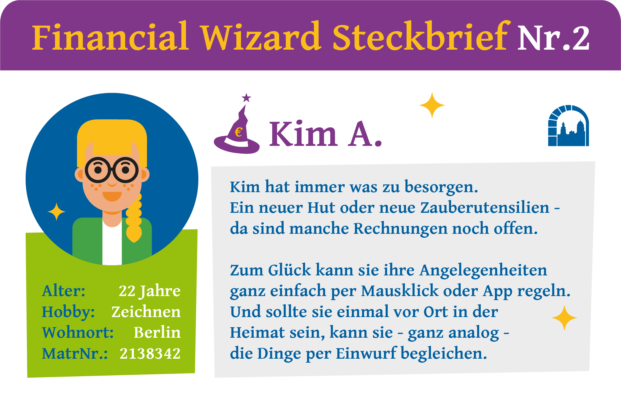 Steckbrief Nr. 2 zur Financial Wizard Challenge 4